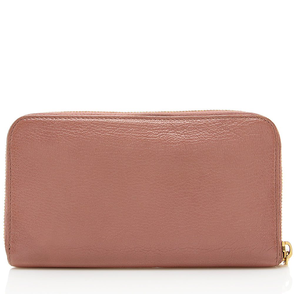 Miu Miu Leather Madras Foglio Zip Wallet - FINAL SALE (SHF-18960)