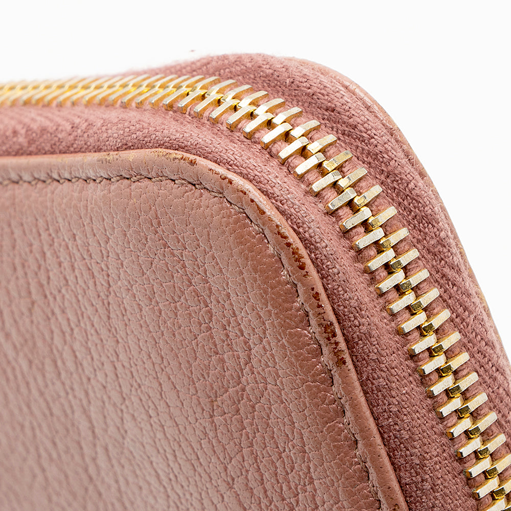 Miu Miu Leather Madras Foglio Zip Wallet - FINAL SALE (SHF-18960)