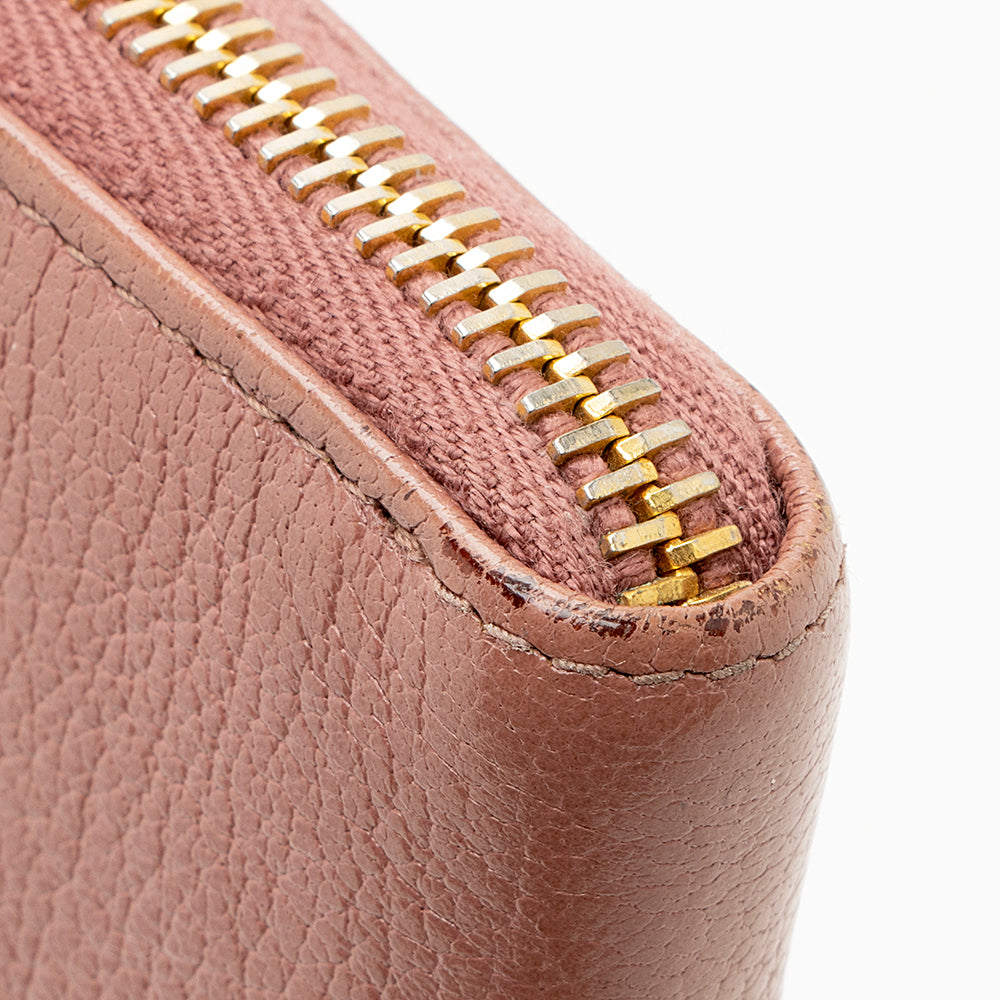 Miu Miu Leather Madras Foglio Zip Wallet - FINAL SALE (SHF-18960)