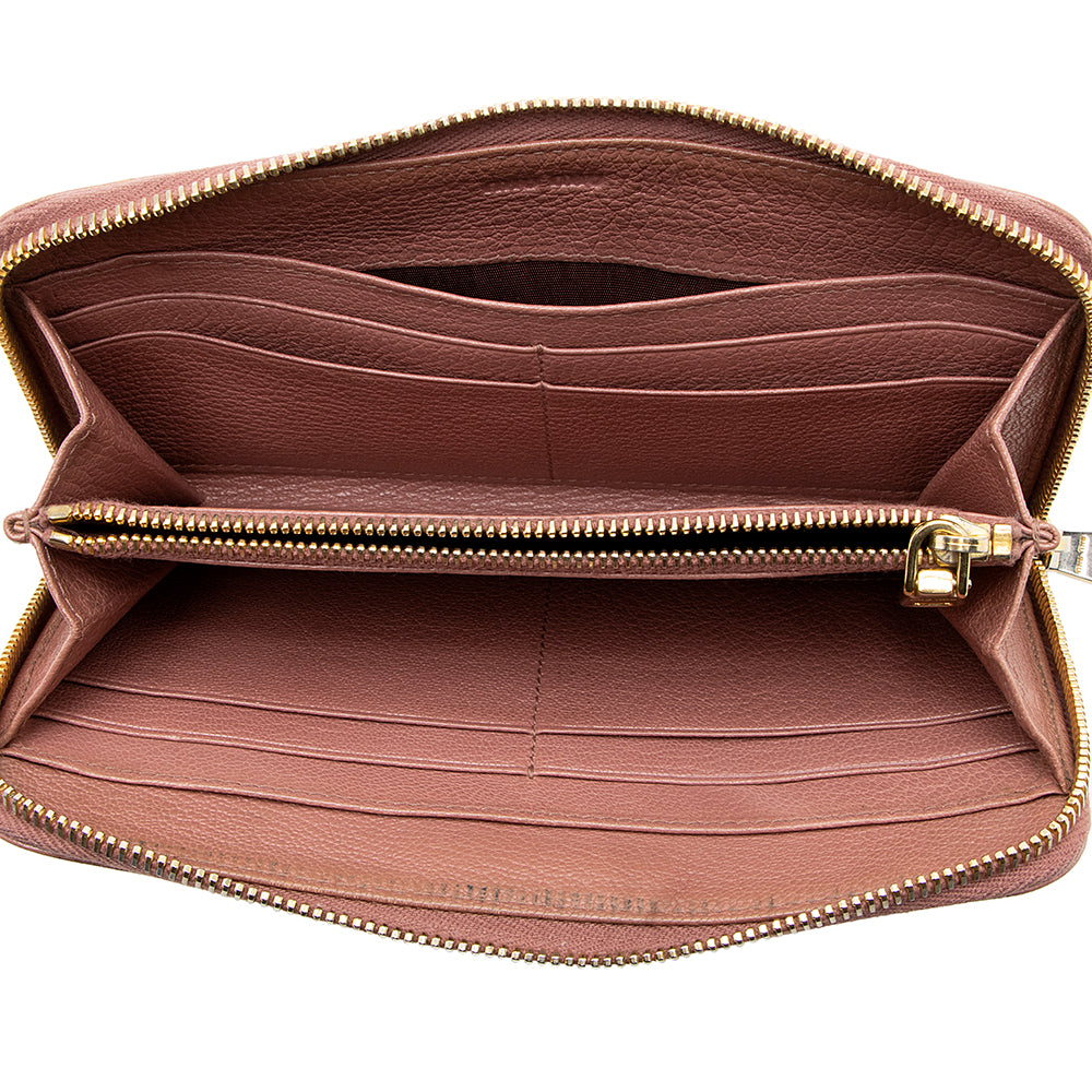 Miu Miu Leather Madras Foglio Zip Wallet - FINAL SALE (SHF-18960)