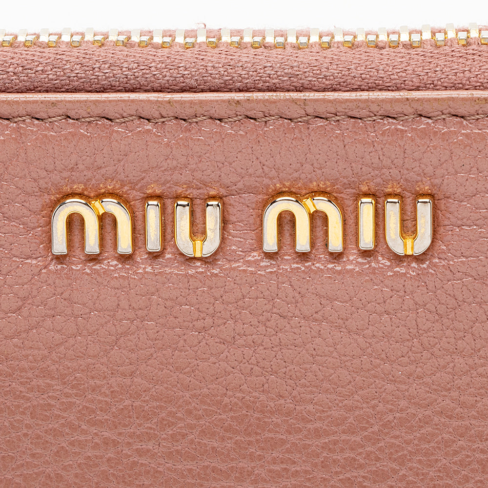 Miu Miu Leather Madras Foglio Zip Wallet - FINAL SALE (SHF-18960)