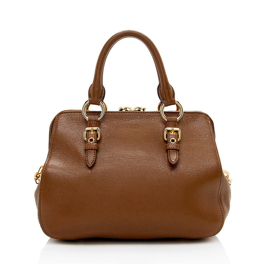 Miu Miu Leather Madras Satchel (SHF-17385)