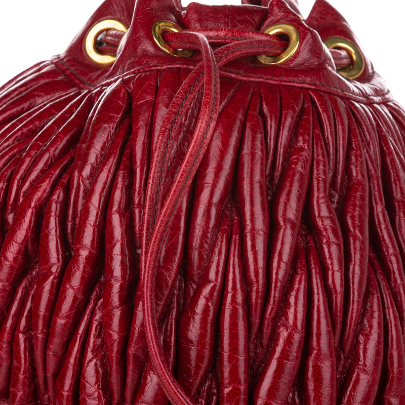 Miu Miu Matelasse Lambskin Leather Bucket Bag (SHG-30796)
