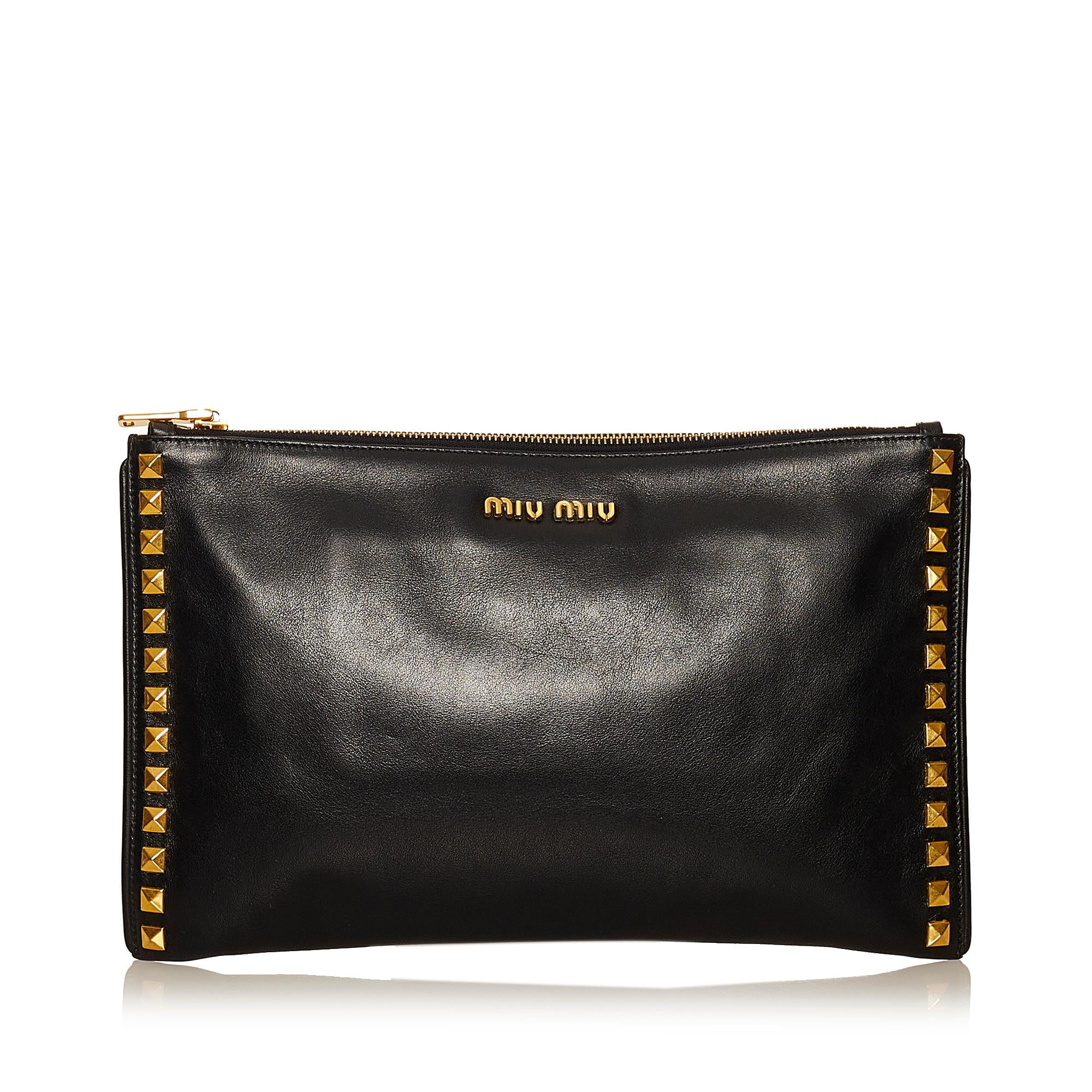 Miu Miu Studded Leather Clutch Bag (SHG-29355)