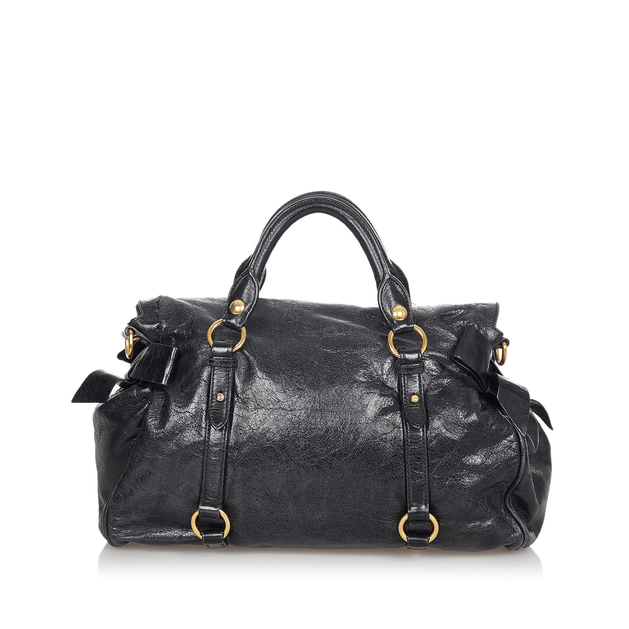 Miu Miu Vitello Lux Bow Handbag (SHG-24188)