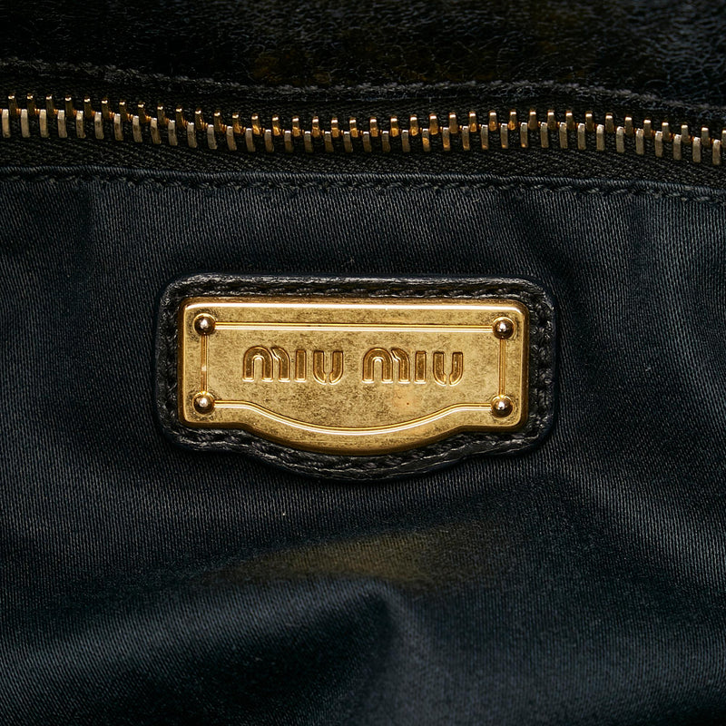 Miu Miu Vitello Lux Bow Bag in Nude