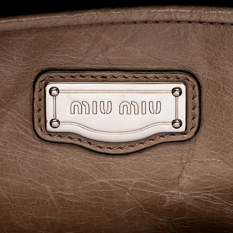 Miu Miu Vitello Lux Large Bow Satchel - FINAL SALE (SHF-17657)