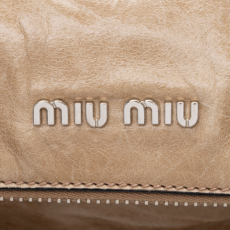 Miu Miu Vitello Lux Large Bow Satchel - FINAL SALE (SHF-17657)