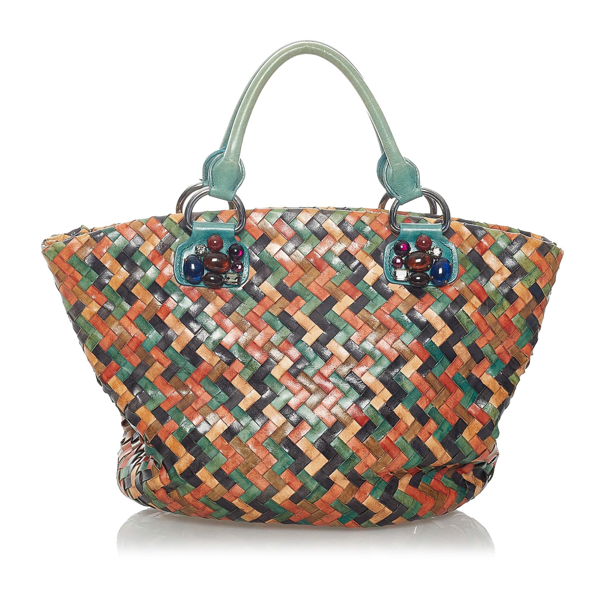 Miu Miu Woven Leather Tote Bag (SHG-31259)