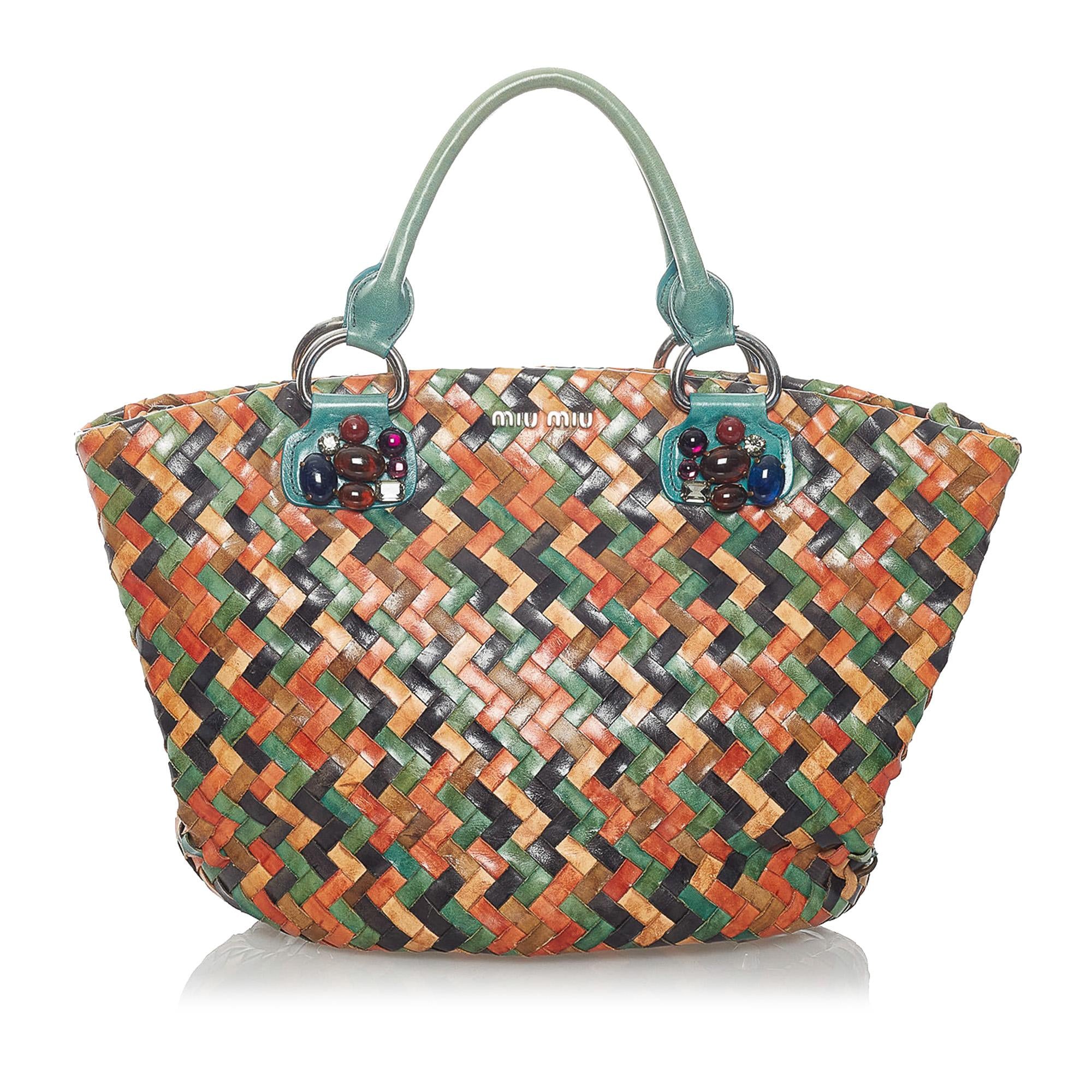 Miu Miu Woven Leather Tote Bag (SHG-31259)