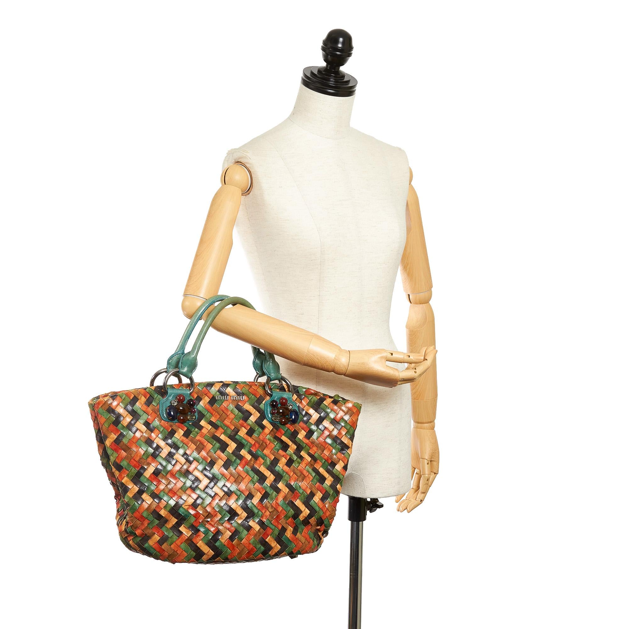 Miu Miu Woven Leather Tote Bag (SHG-31259)