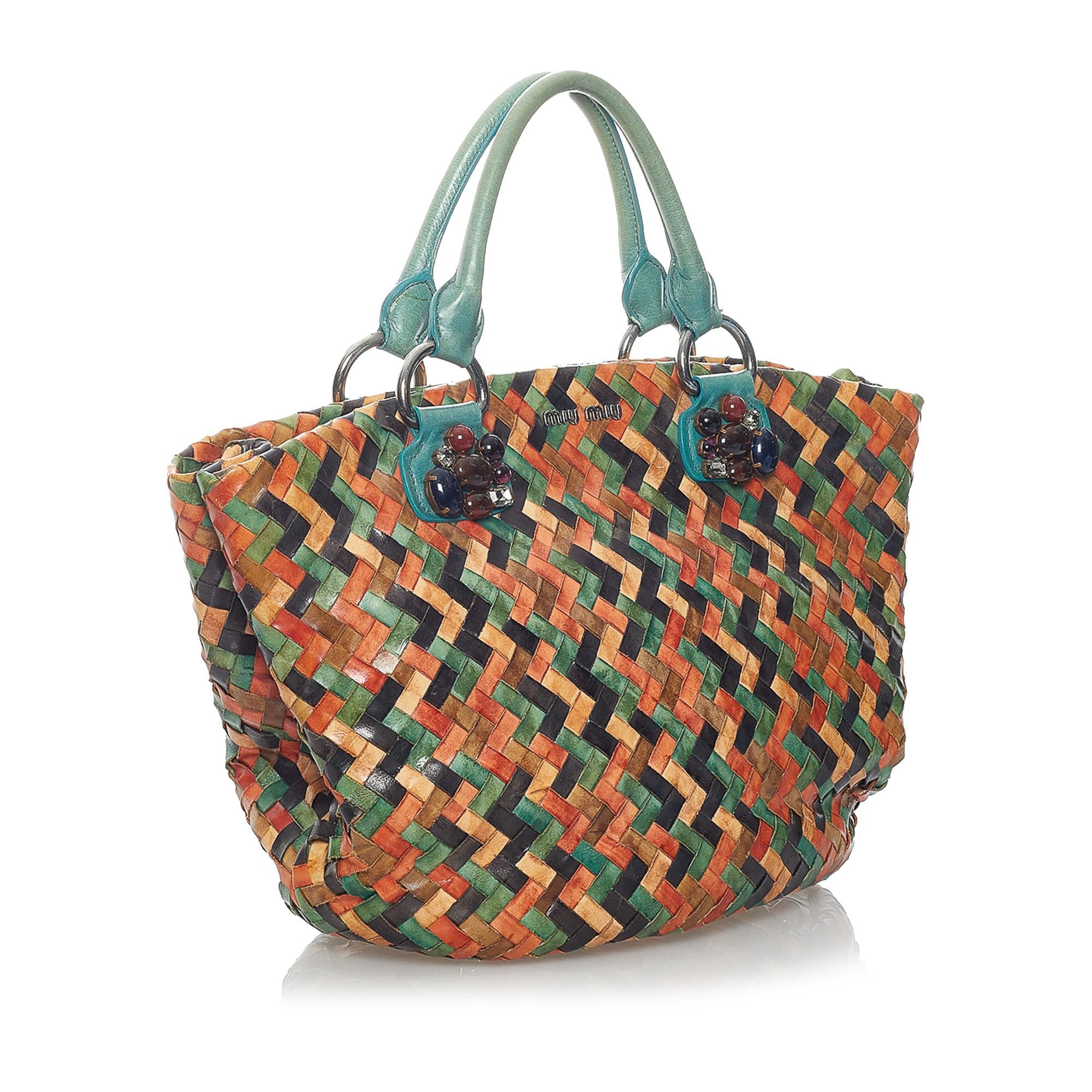 Miu Miu Woven Leather Tote Bag (SHG-31259)