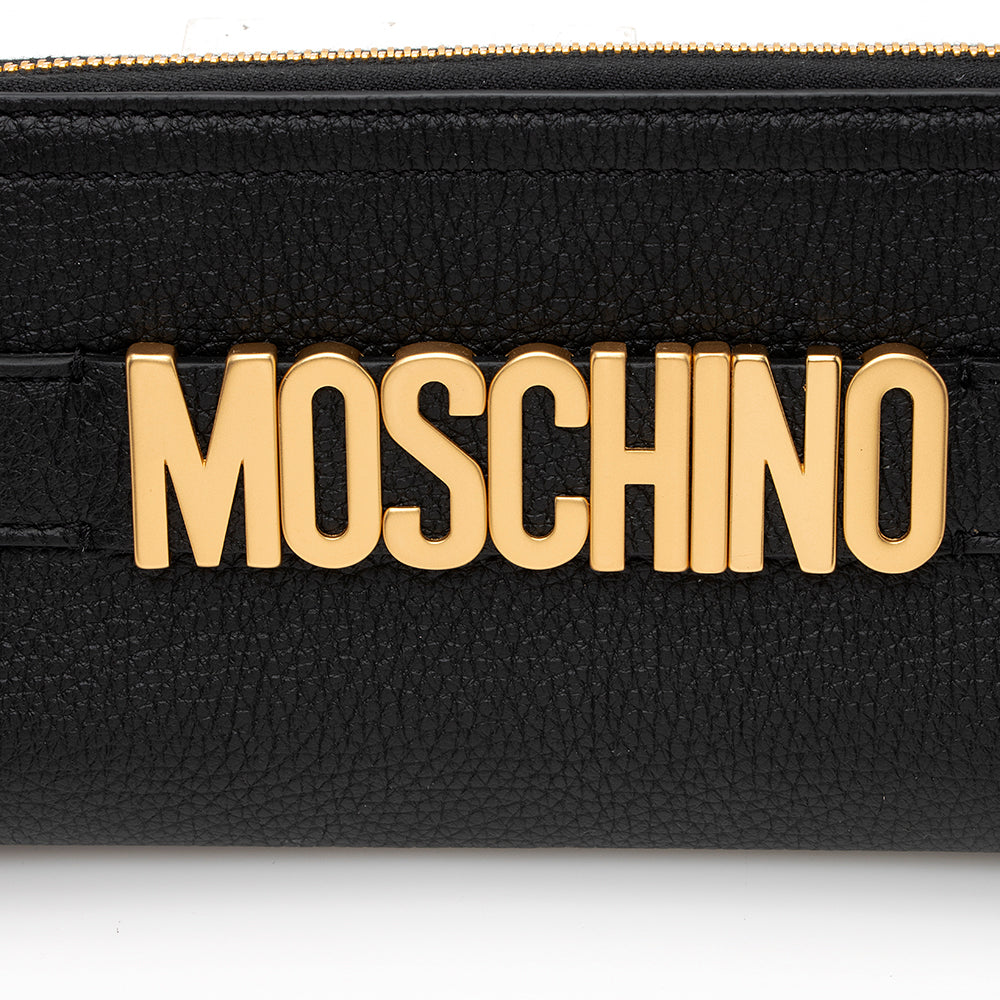 Moschino Pebbled Leather Logo Wallet (SHF-20384)
