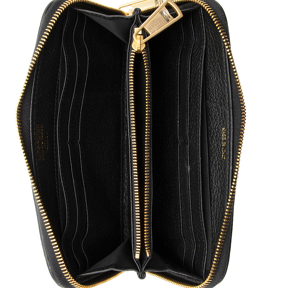 Moschino Pebbled Leather Logo Wallet (SHF-20384)