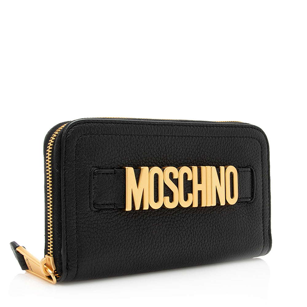 Moschino Pebbled Leather Logo Wallet (SHF-20384)
