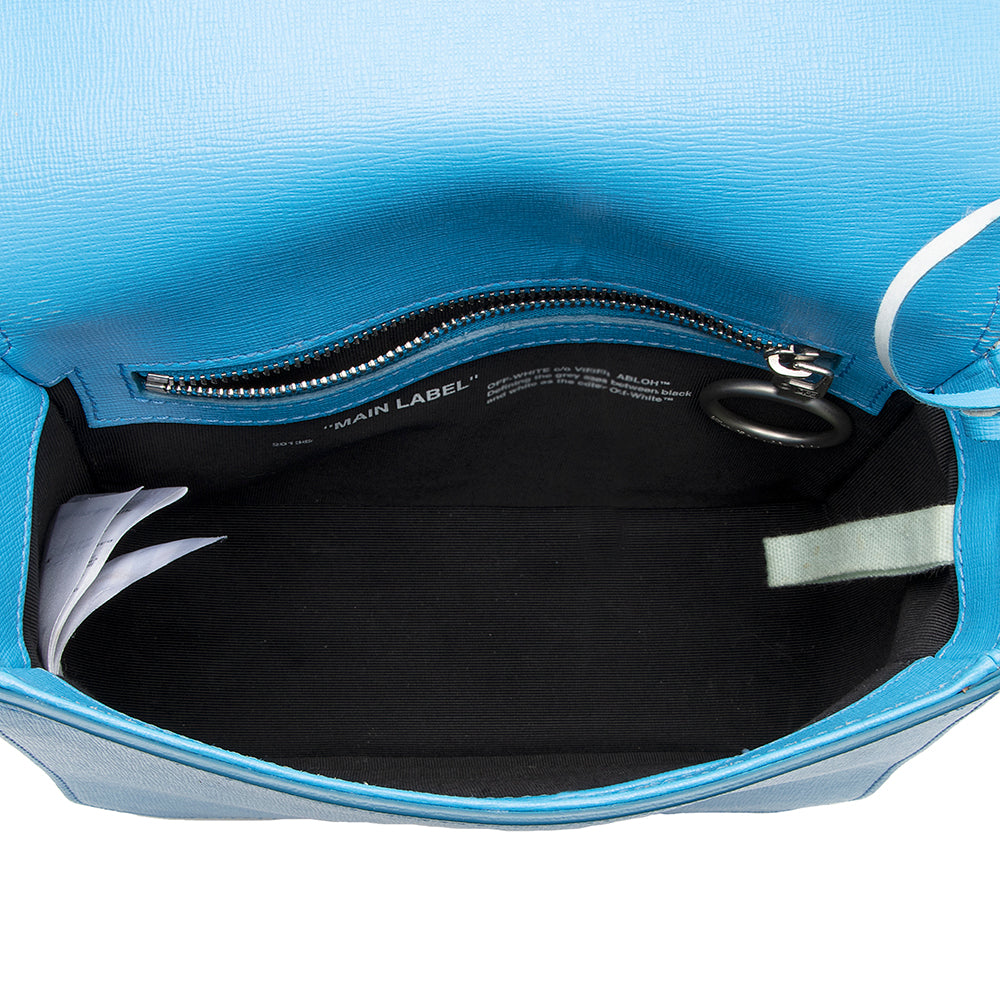 Off-White Leather Binder Clip Shoulder Bag (SHF-19471)