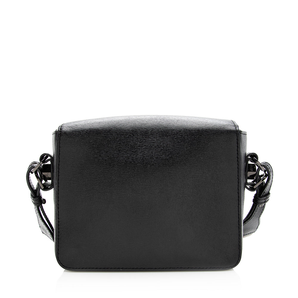 Off-White Leather Binder Clip Shoulder Bag (SHF-20660)