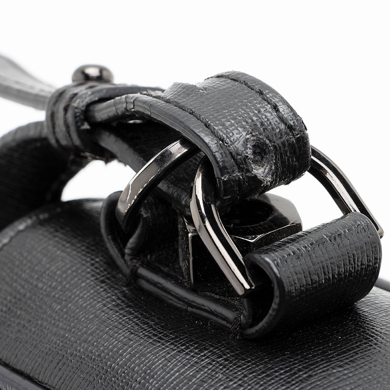 Off-White Leather Binder Clip Shoulder Bag (SHF-20660)