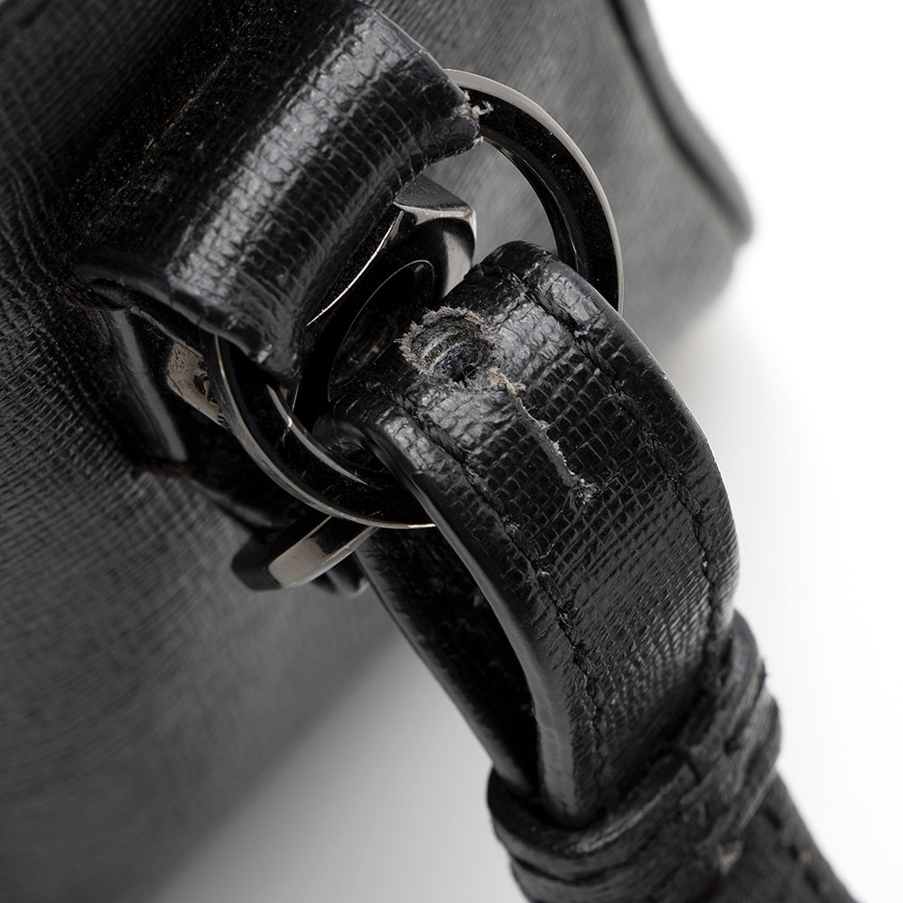 Off-White Leather Binder Clip Shoulder Bag (SHF-20660)