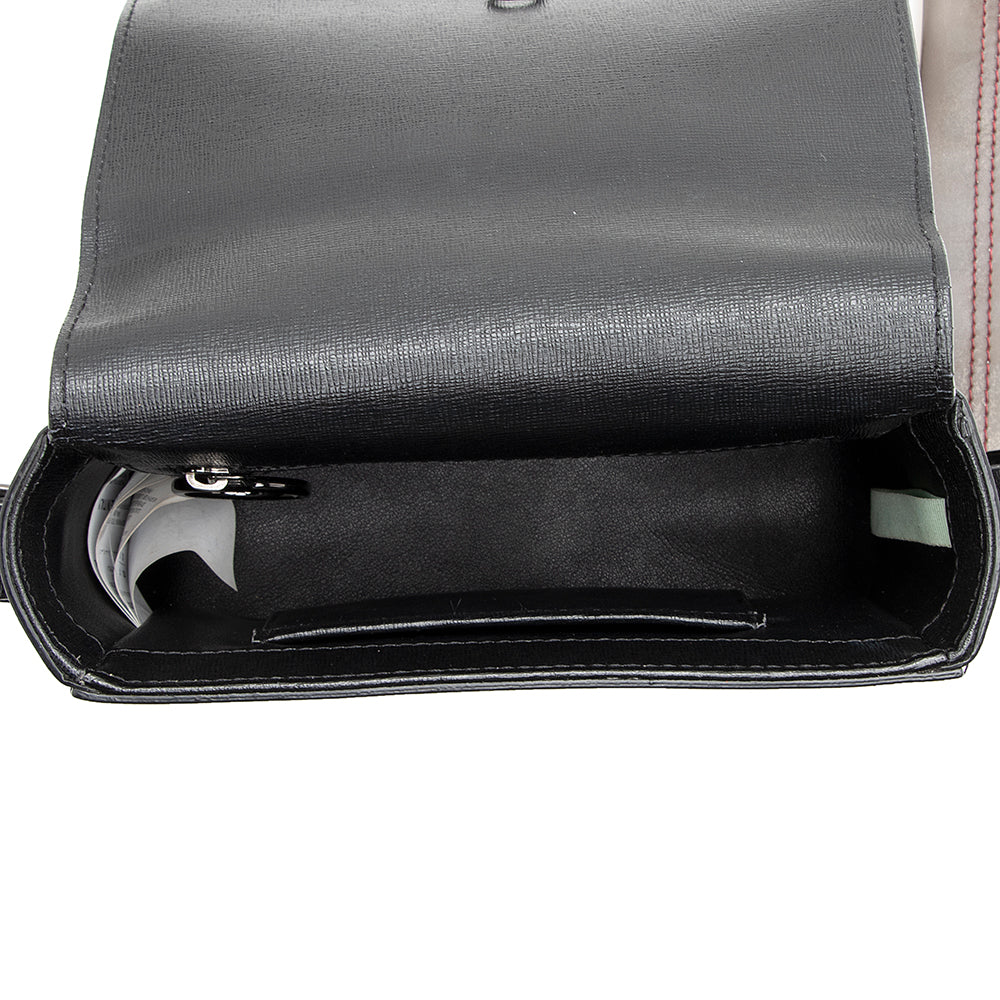 Off-White Leather Binder Clip Shoulder Bag (SHF-20660)