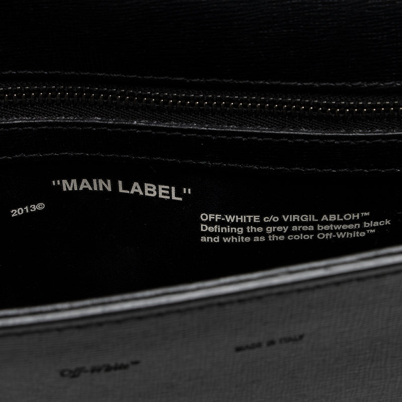 Off-White Leather Binder Clip Shoulder Bag (SHF-20660)