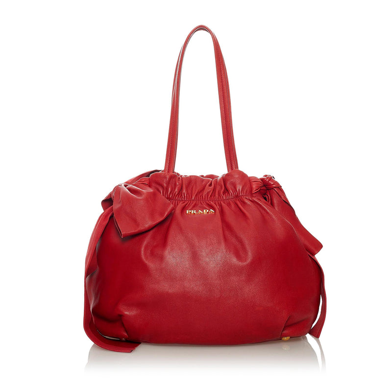 Prada Bow Leather Shoulder Bag (SHG-29221)
