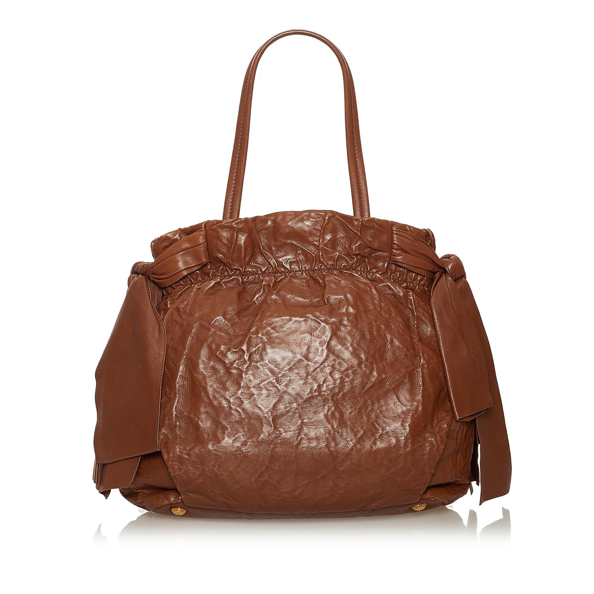 Prada Bow Nappa Leather Satchel (SHG-28742)