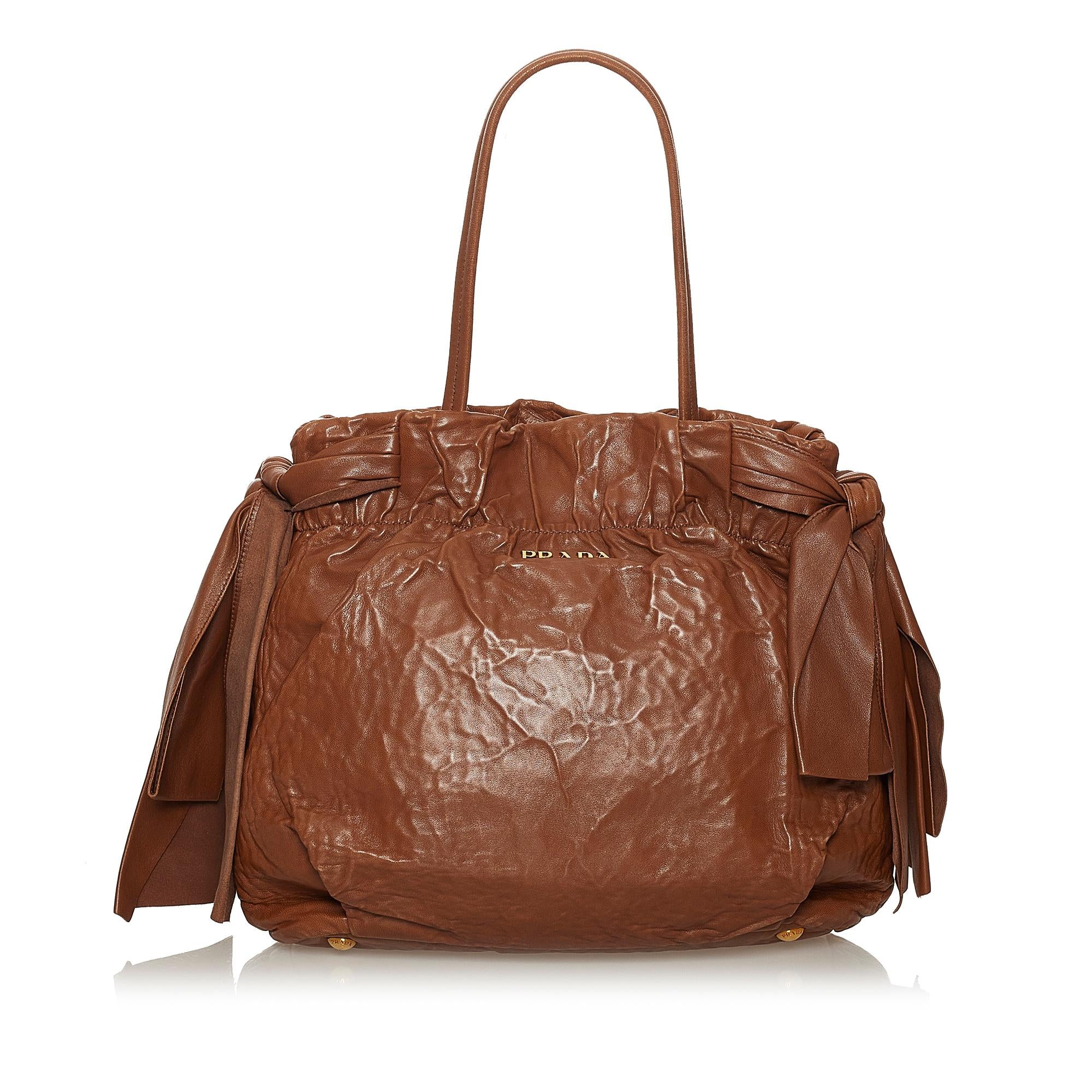 Prada Bow Nappa Leather Satchel (SHG-28742)