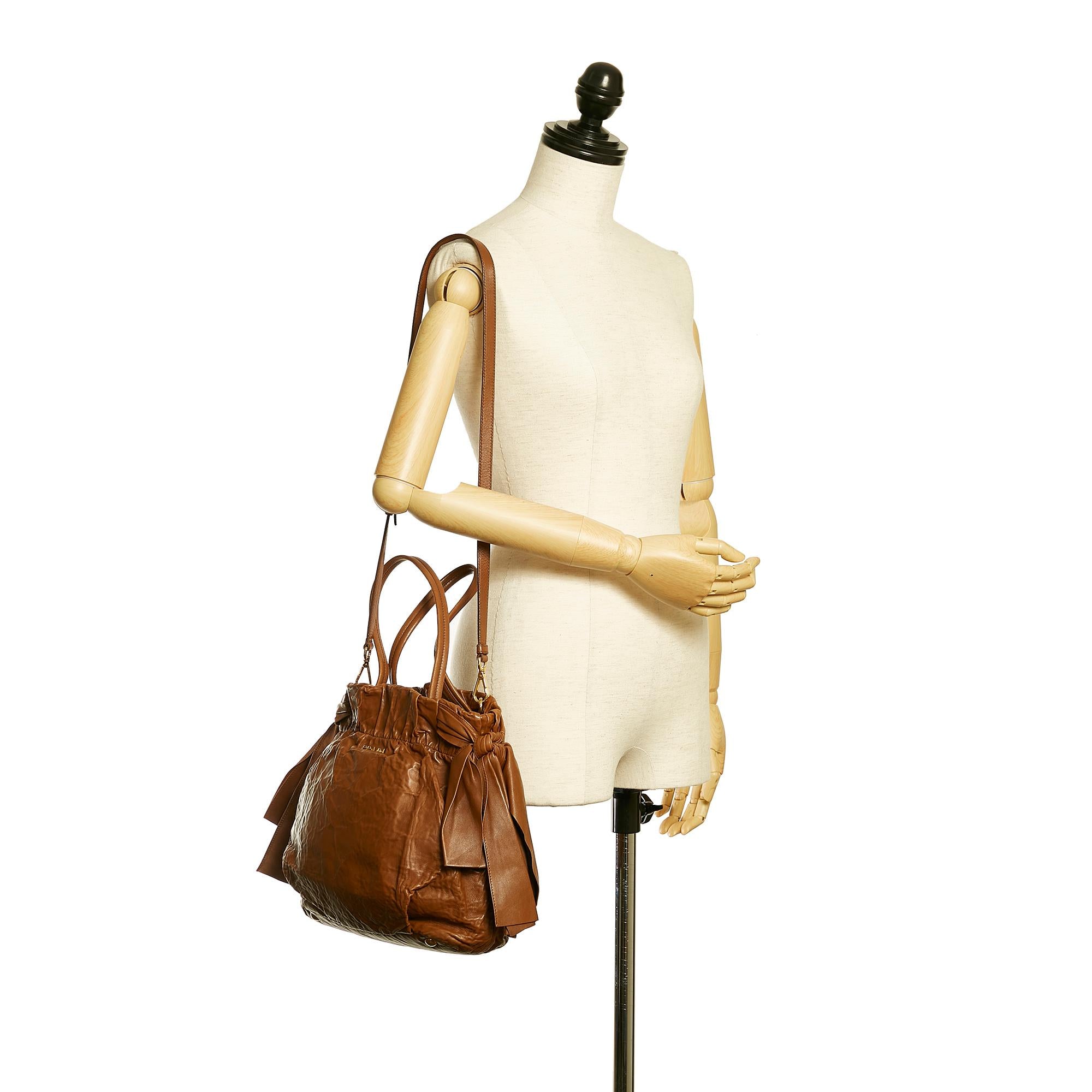 Prada Bow Nappa Leather Satchel (SHG-28742)