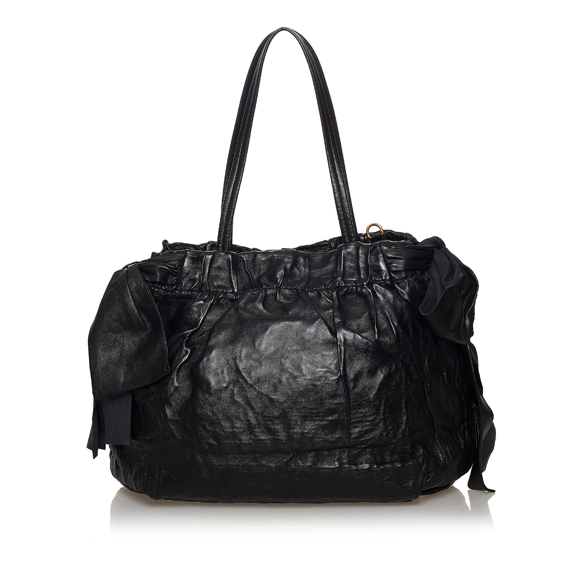 Prada Bow Nappa Leather Satchel (SHG-32593)