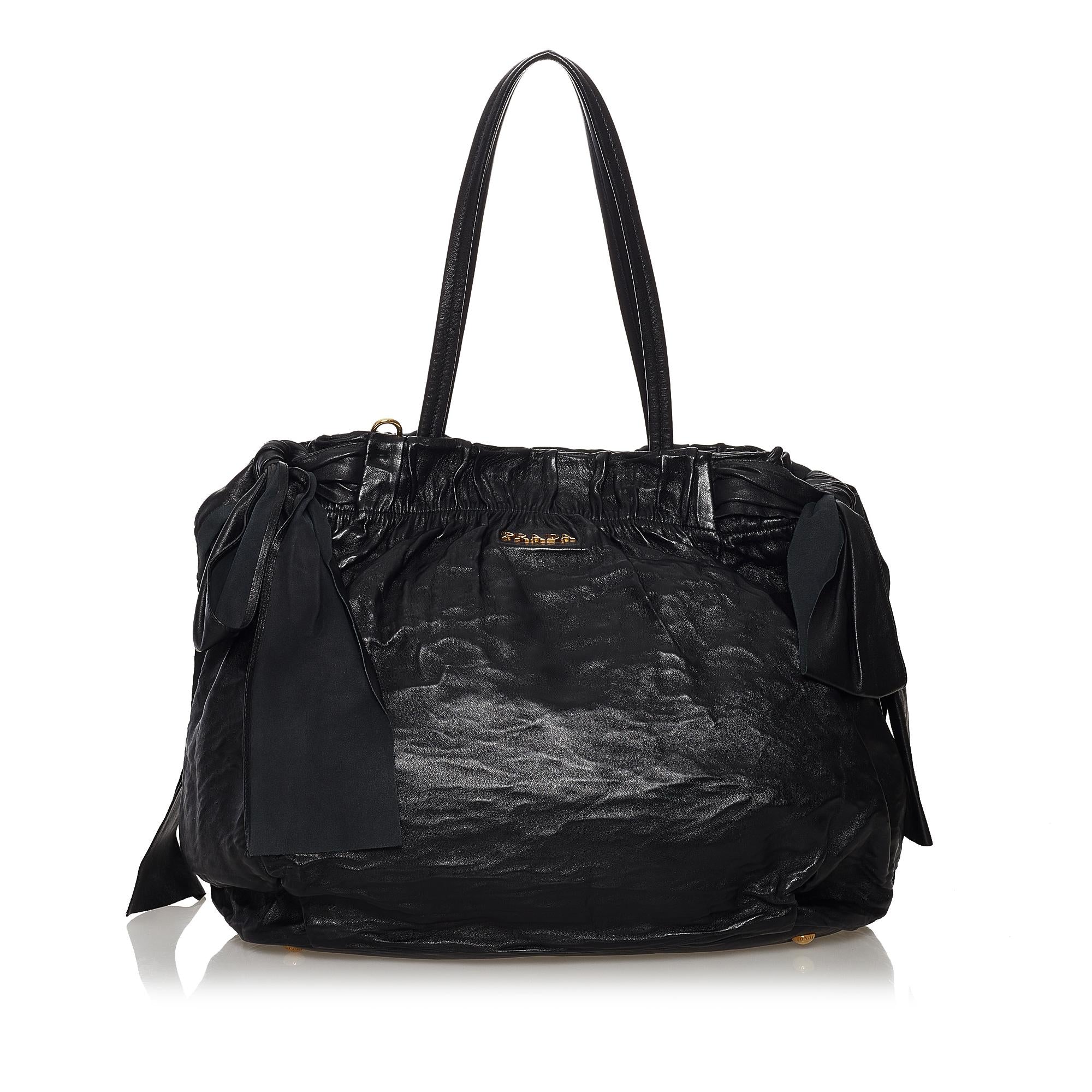 Prada Bow Nappa Leather Satchel (SHG-32593)