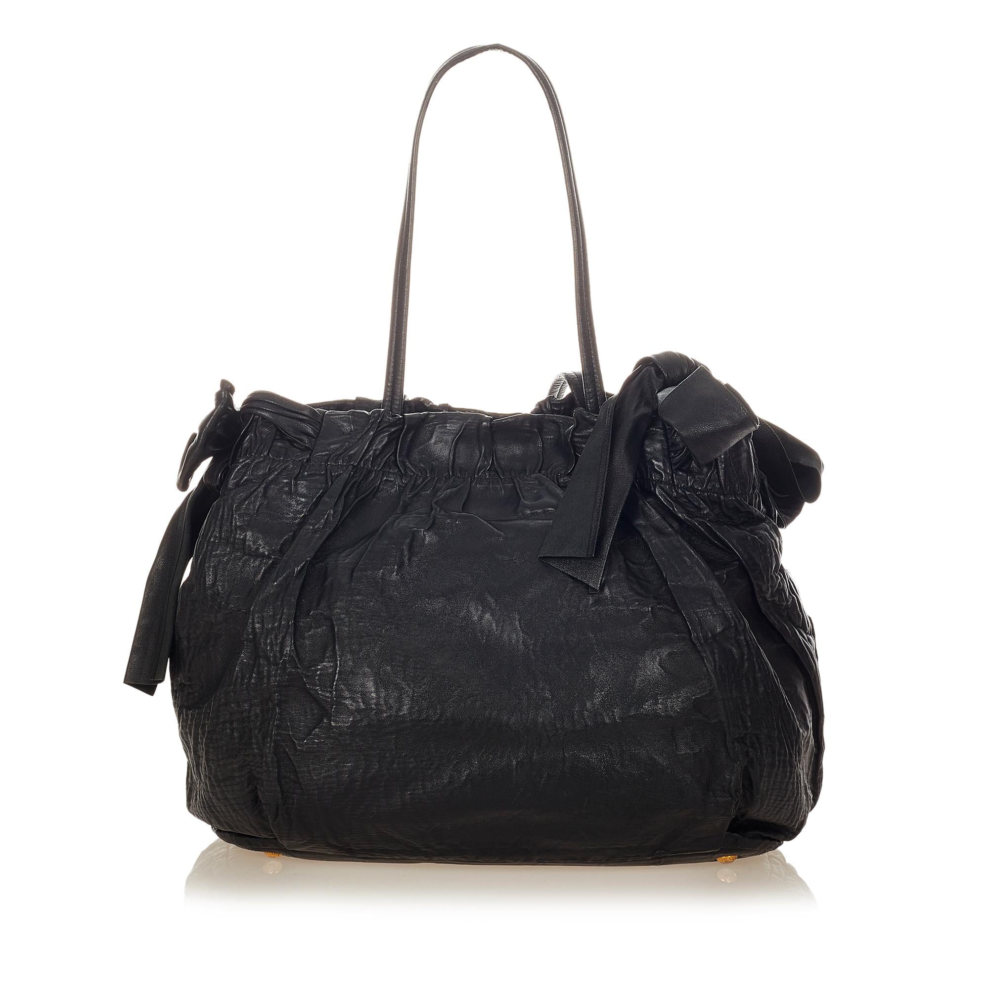 Prada Bow Nappa Leather Satchel (SHG-37744)