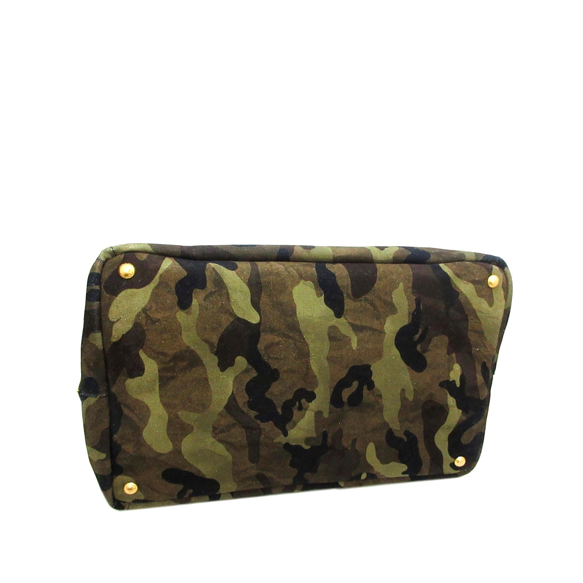 Prada Canapa Logo Camouflage Canvas Tote Bag (SHG-32283)