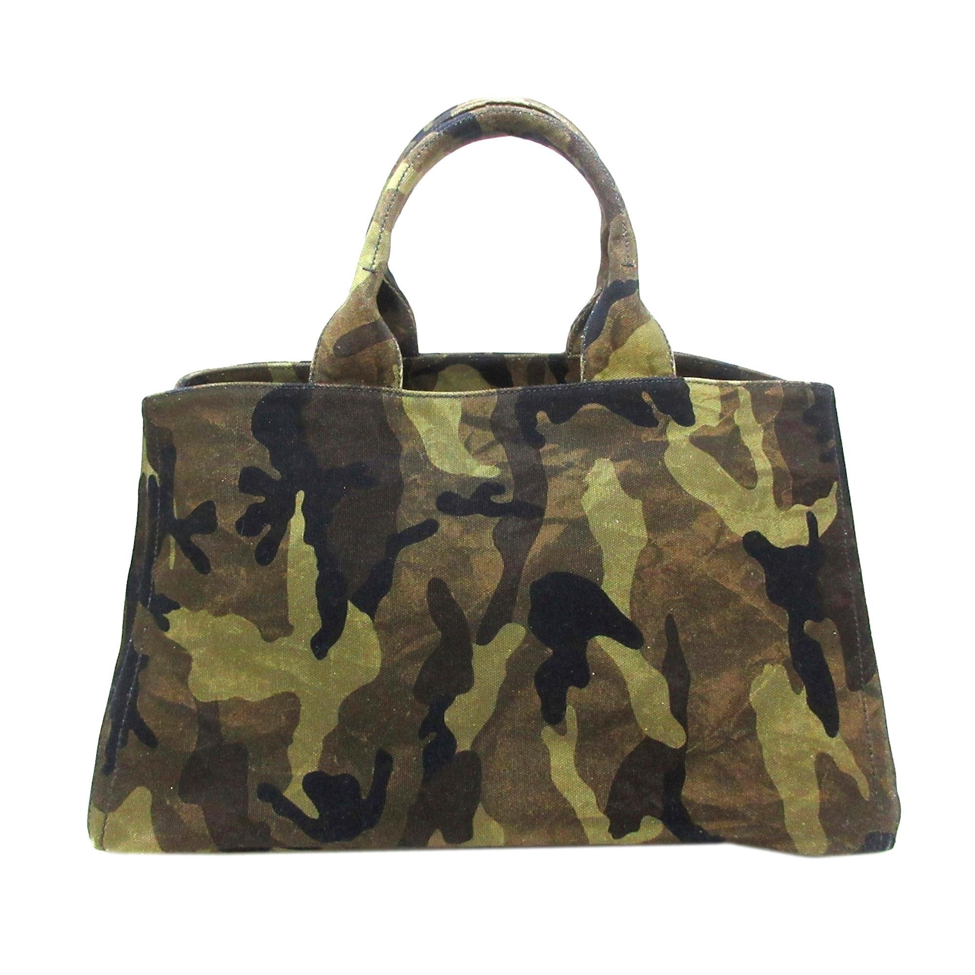 Prada Canapa Logo Camouflage Canvas Tote Bag (SHG-32283)