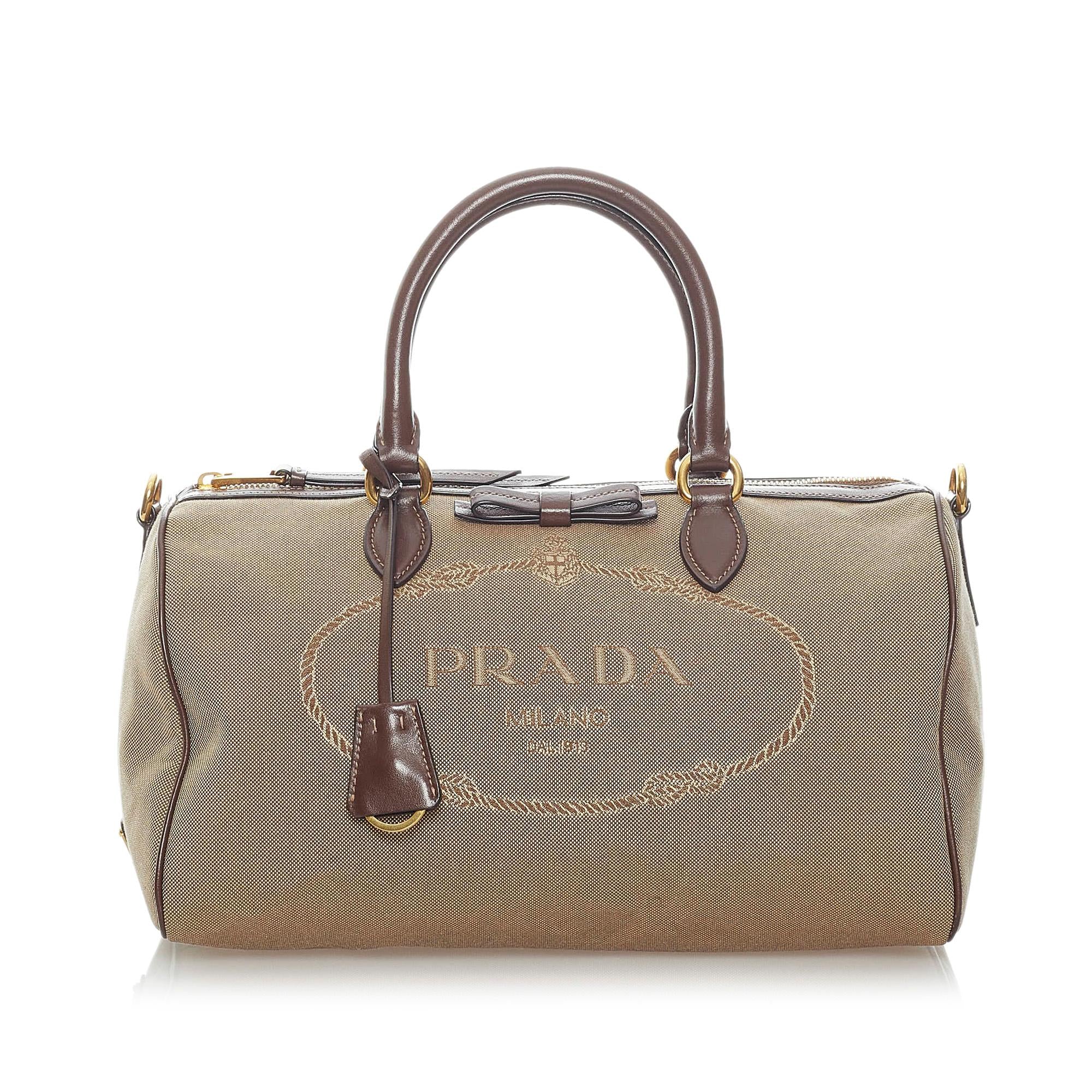 Prada Canapa Logo Canvas Boston Bag (SHG-31446)