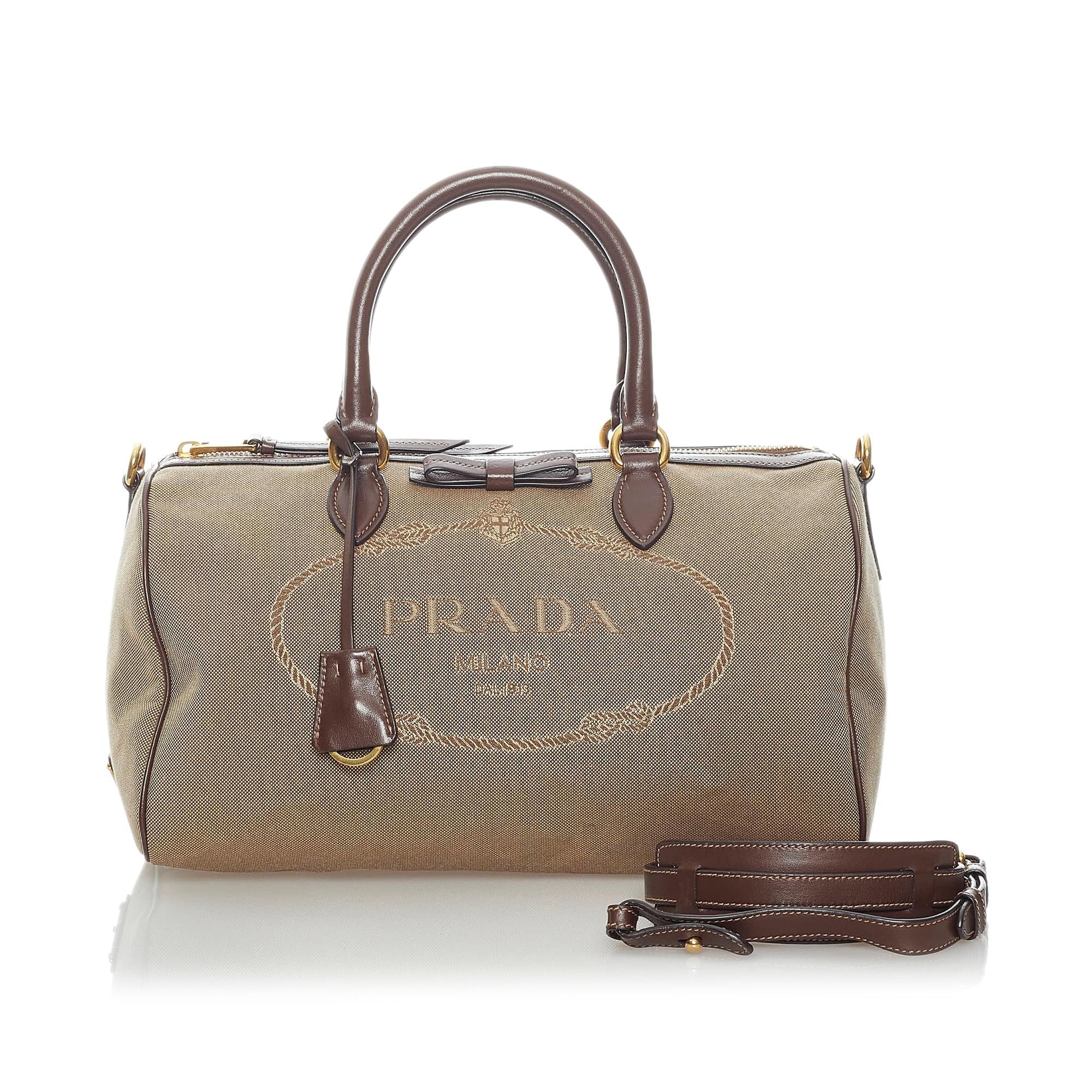 Prada Canapa Logo Canvas Boston Bag (SHG-31446)