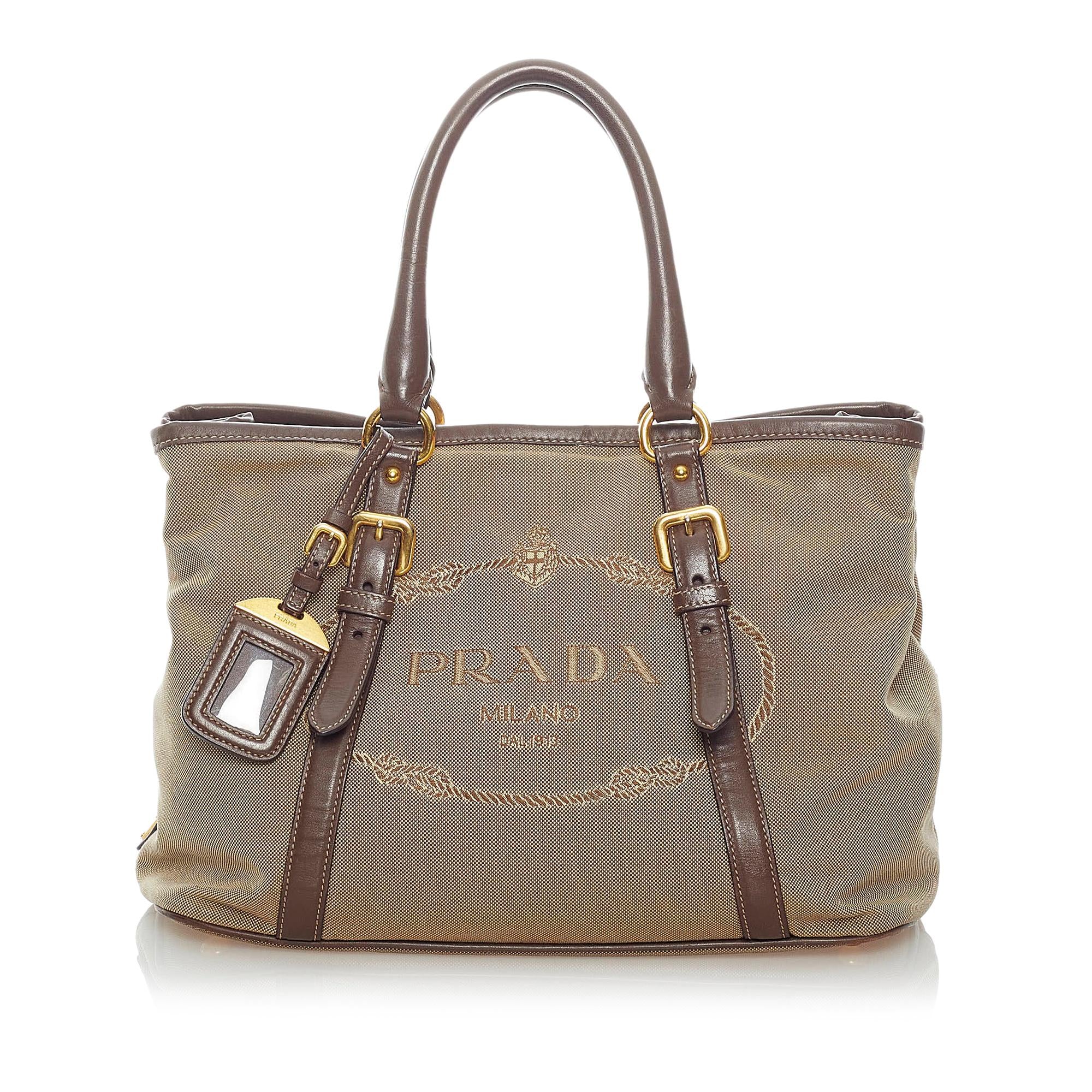 Prada Canapa Logo Canvas Satchel (SHG-31615)