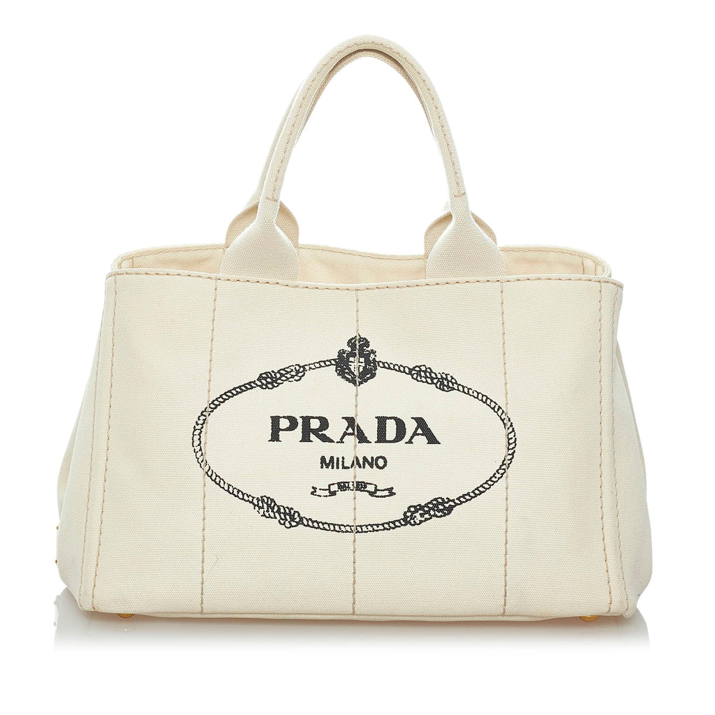 Prada Canapa Logo Canvas Tote Bag (SHG-29655) – LuxeDH