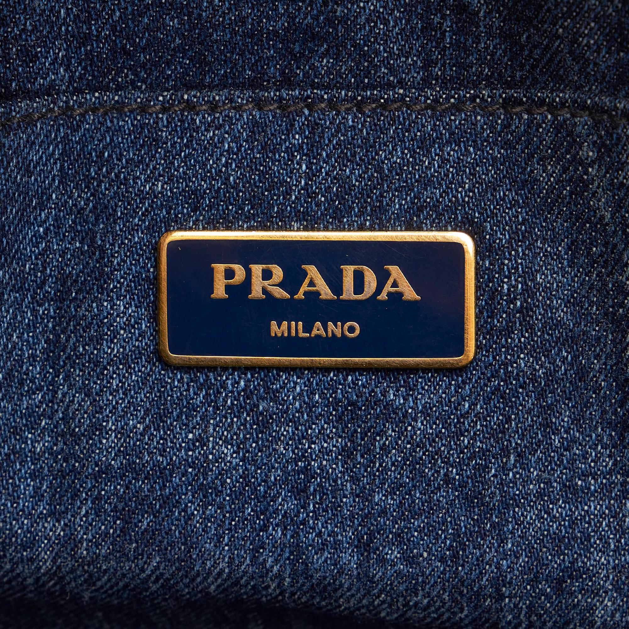 Prada Canapa Logo Denim Handbag (SHG-32657)