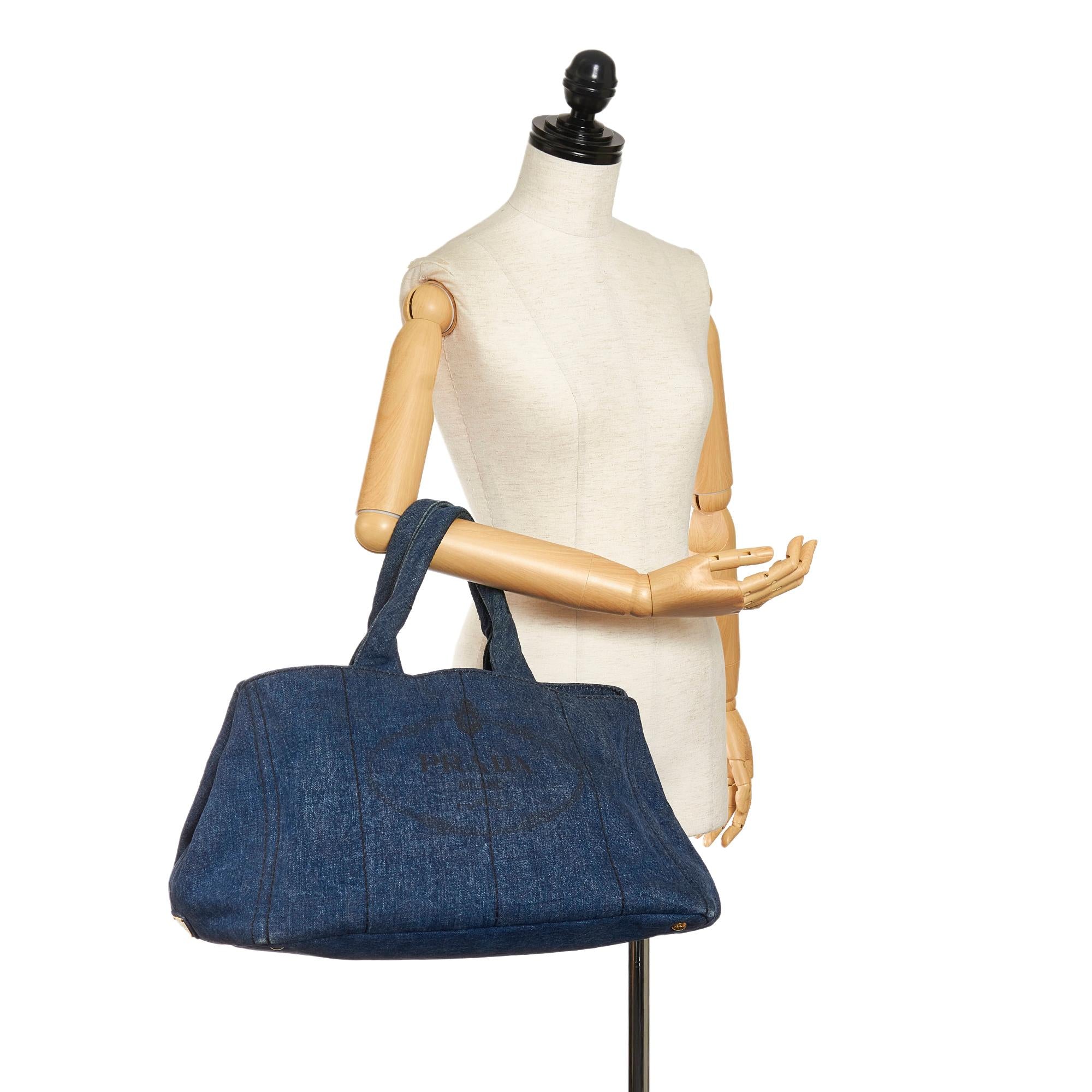 Prada Canapa Logo Denim Handbag (SHG-32657)