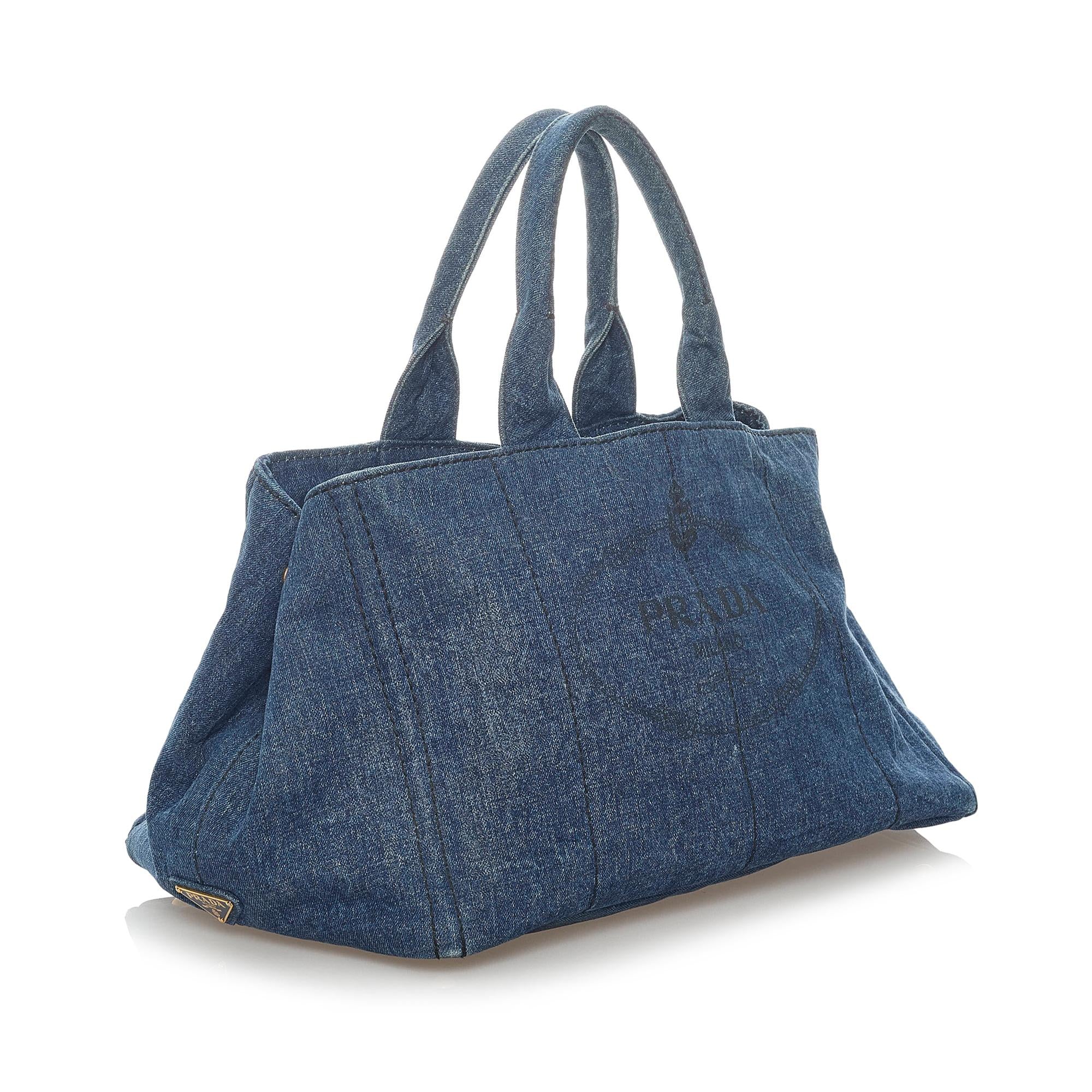 Prada Canapa Logo Denim Handbag (SHG-32657)