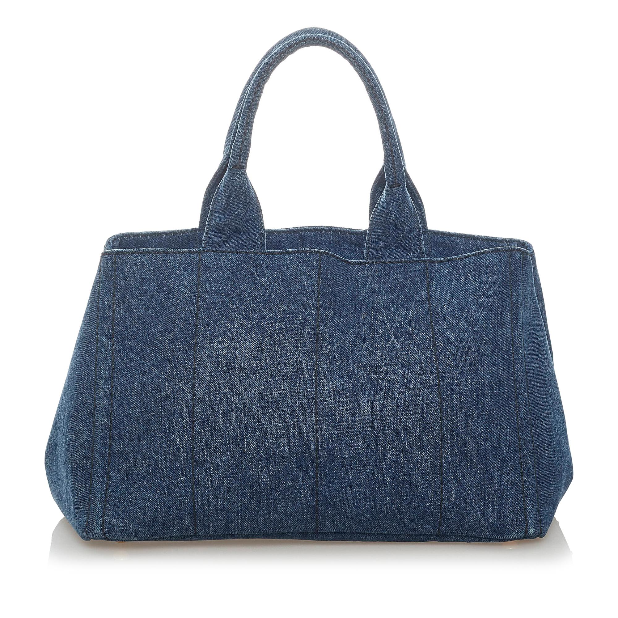 Prada Canapa Logo Denim Handbag (SHG-33176)