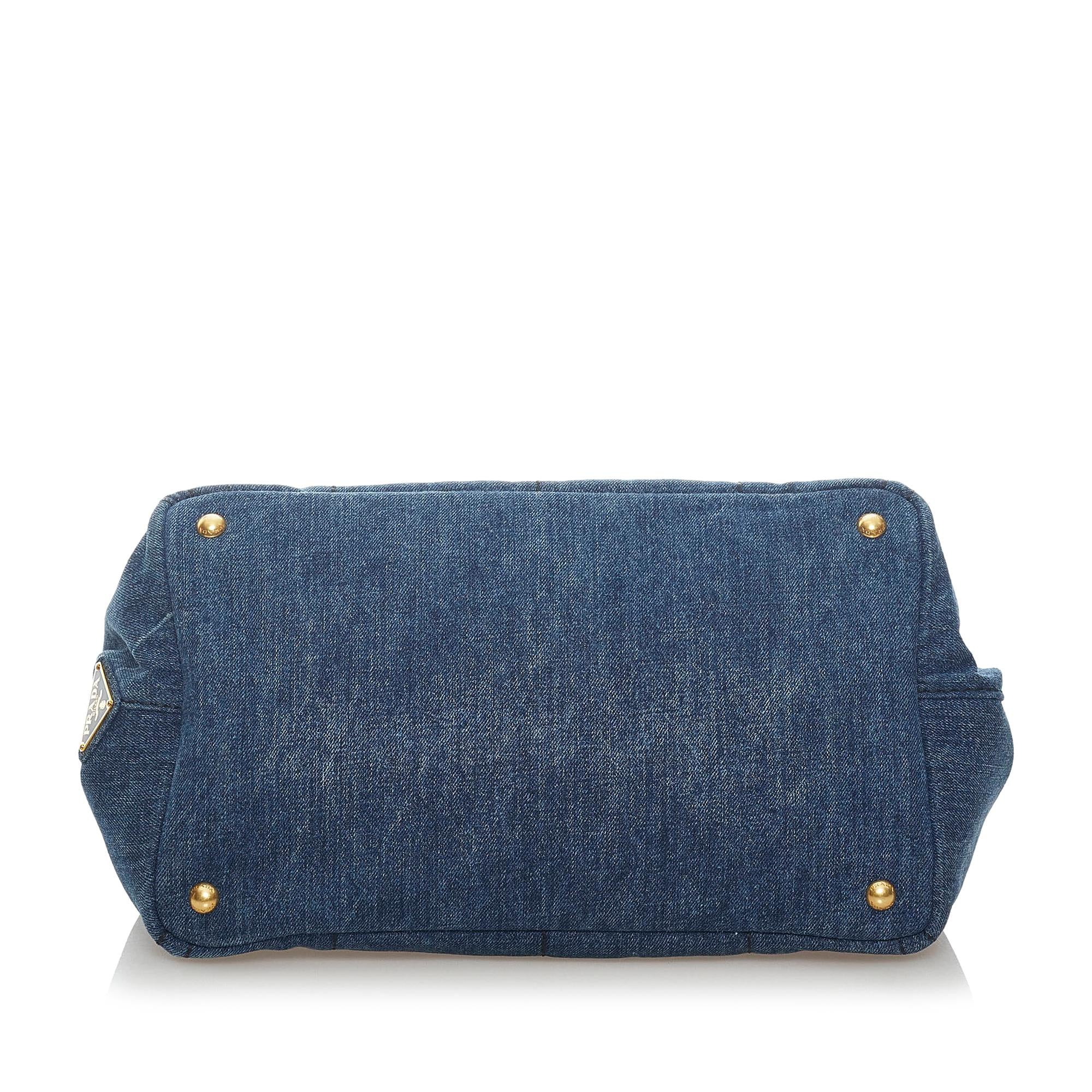 Prada Canapa Logo Denim Handbag (SHG-33176)