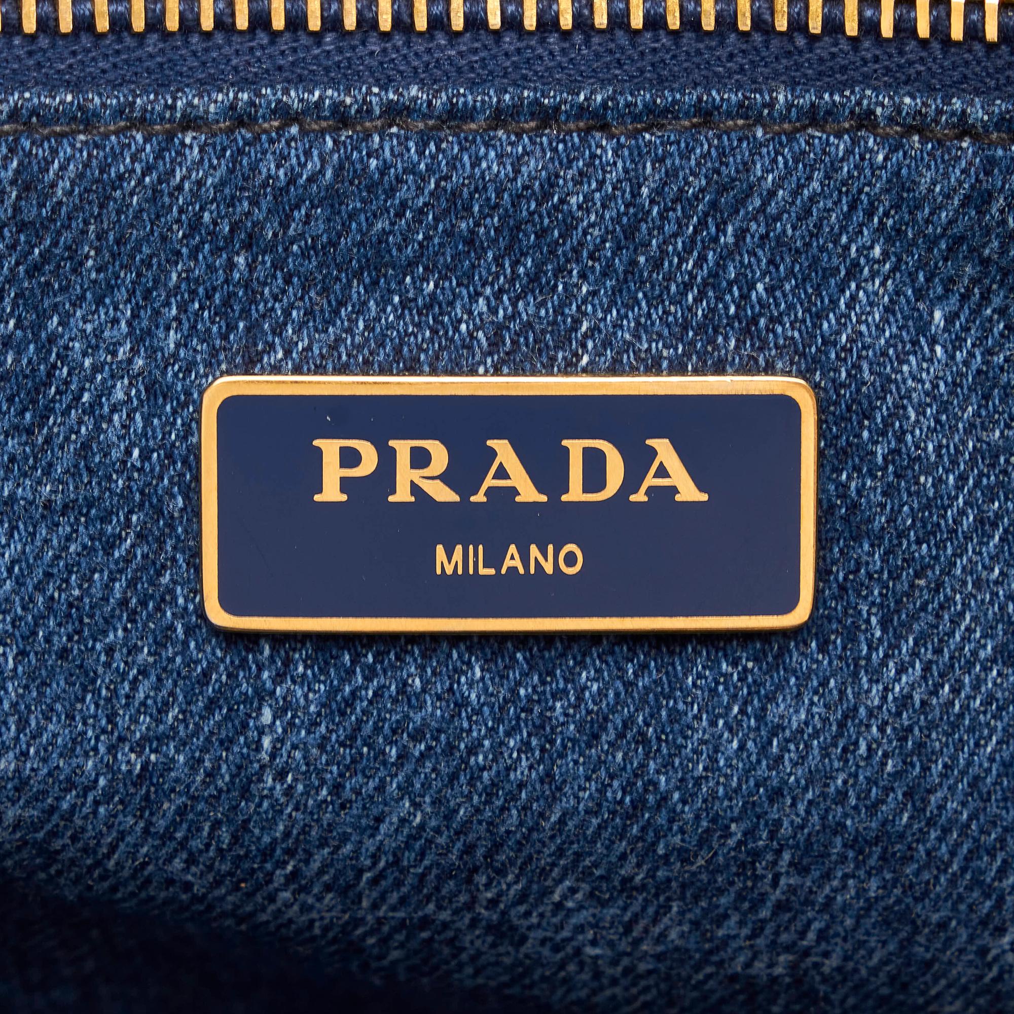 Prada Canapa Logo Denim Handbag (SHG-33176)