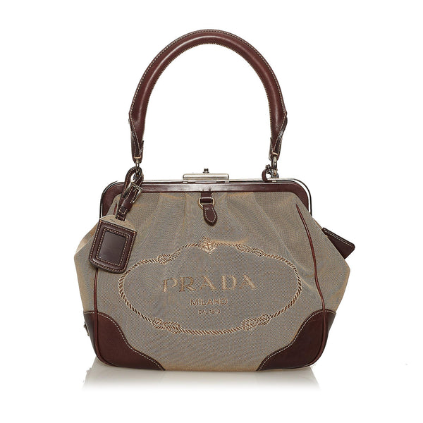 Prada Canapa Logo Frame Handbag (SHG-28728)