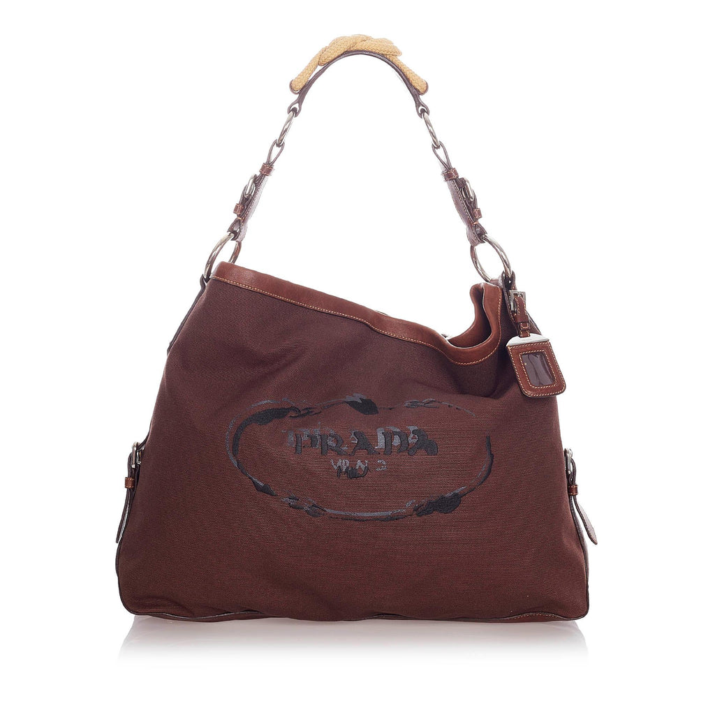 Prada Canapa Logo Canvas Tote Bag (SHG-28188) – LuxeDH