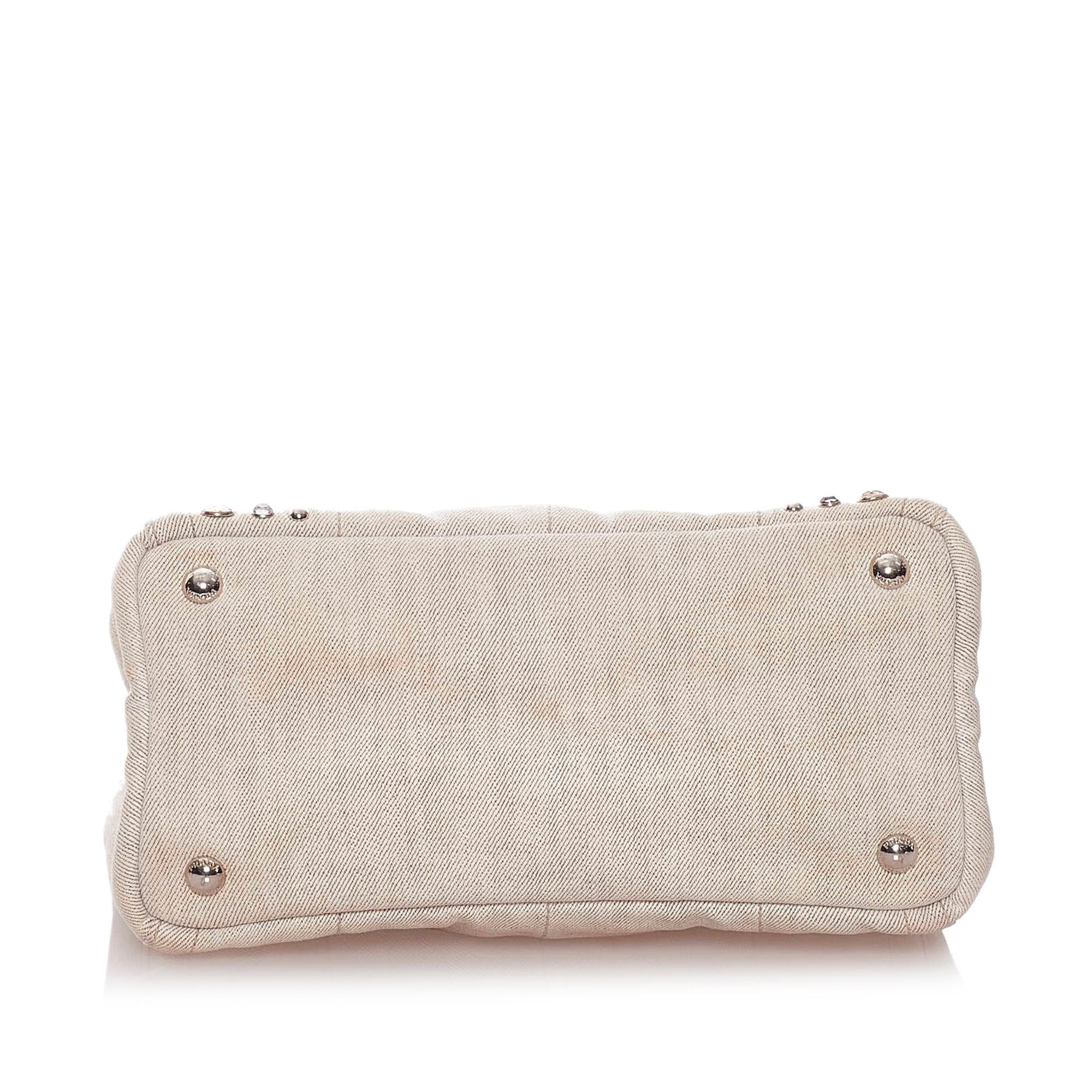 Prada Canapa Studded Canvas Satchel (SHG-28199)