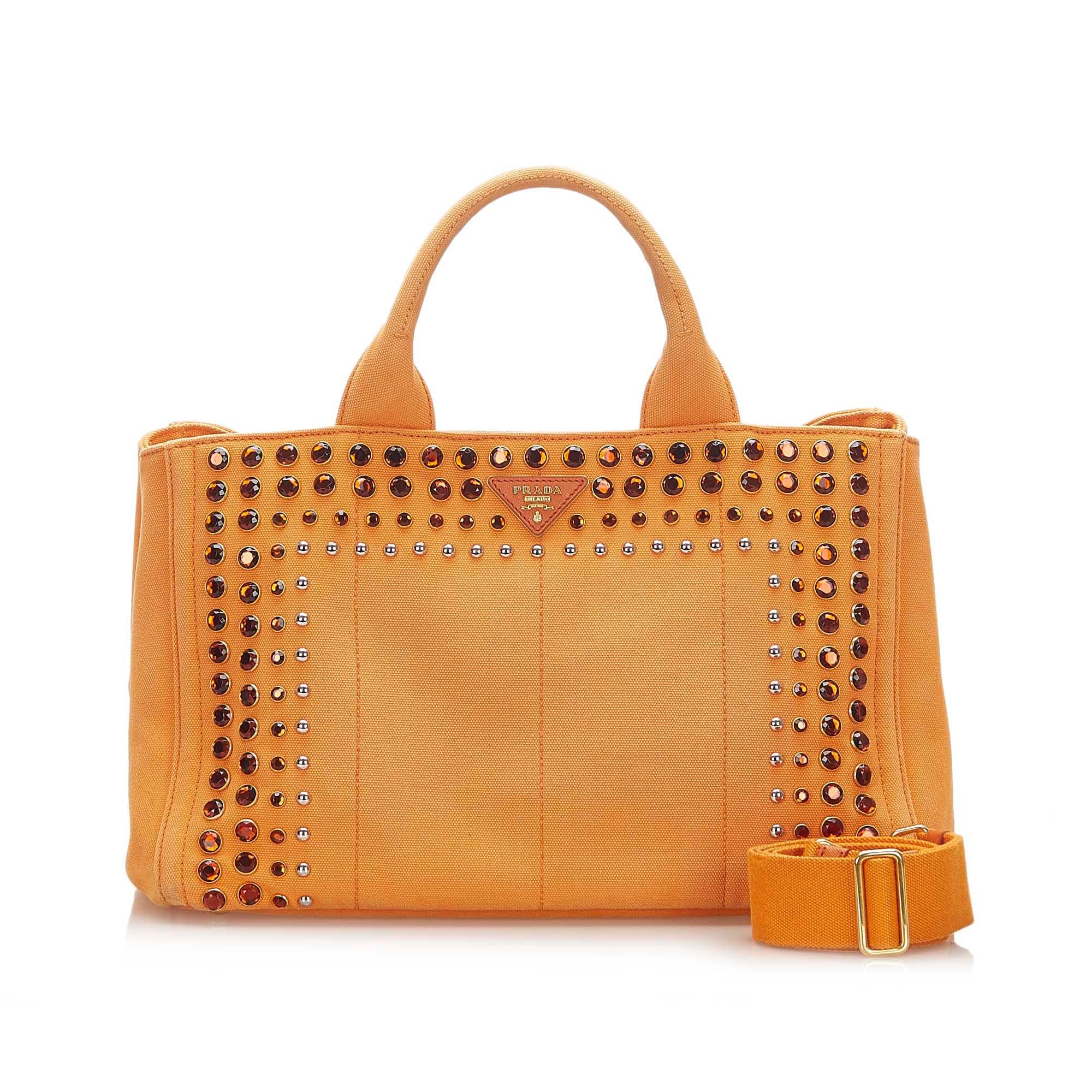 Prada Canapa Studded Canvas Satchel (SHG-32375)