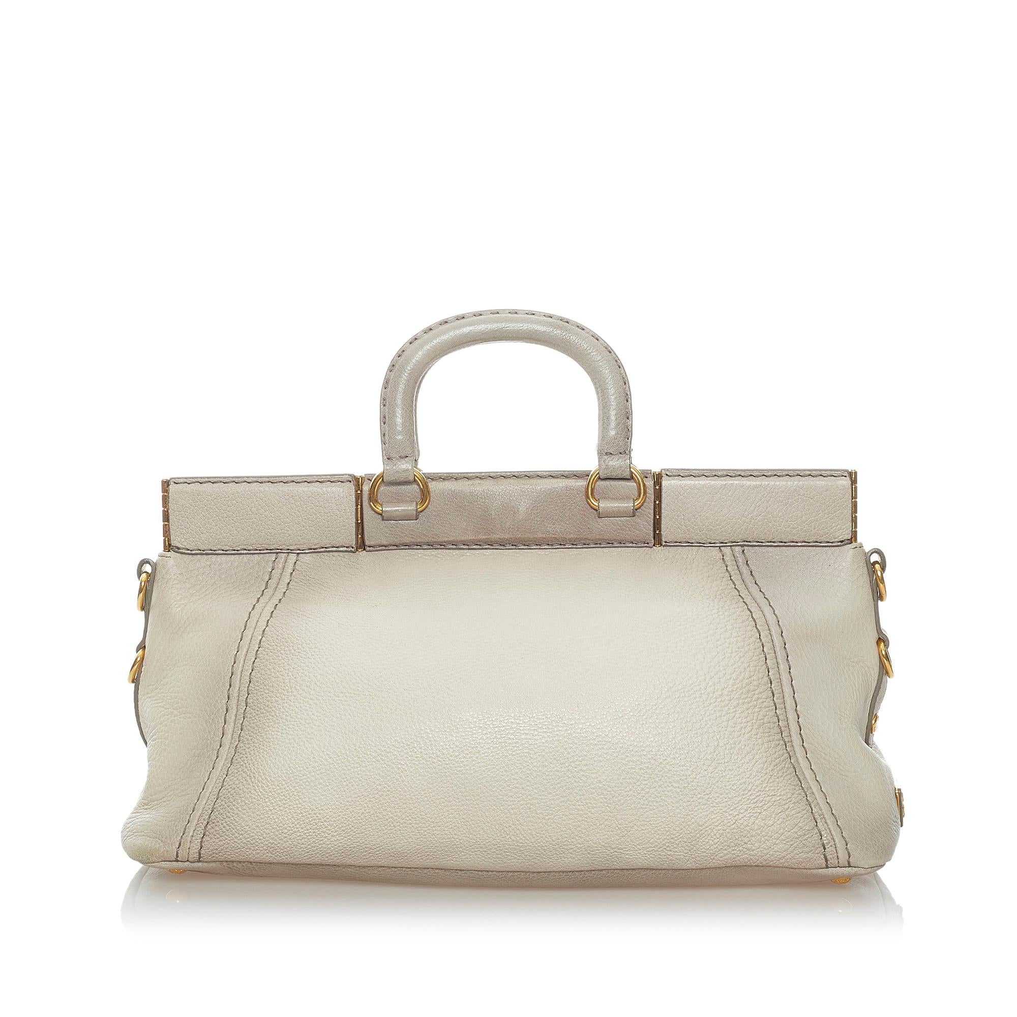 Prada Cervo Antik Frame Leather Satchel (SHG-32425)