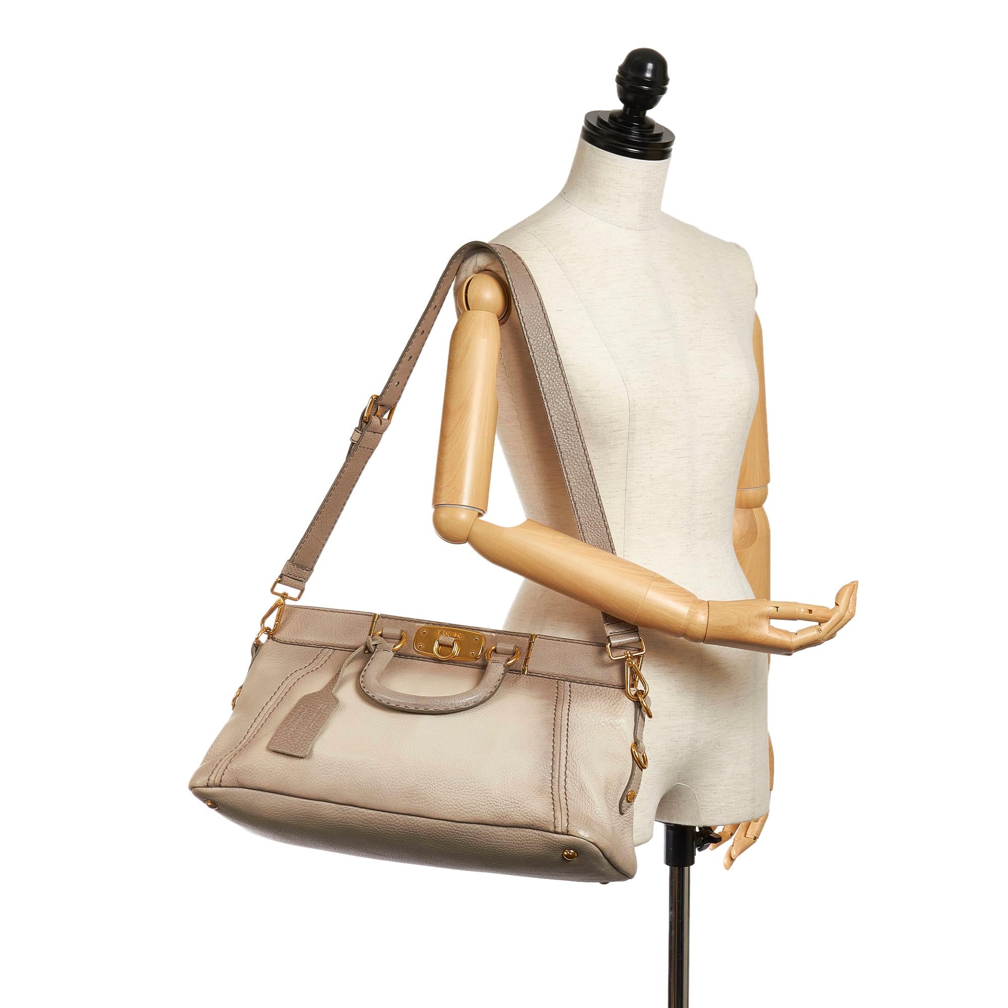 Prada Cervo Antik Frame Leather Satchel (SHG-32425)